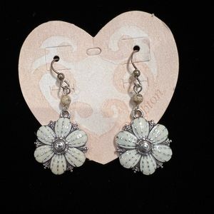 Brighton cream enamel flower earrings